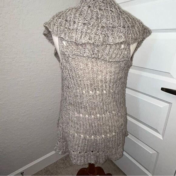 LOFT Ruffle Sleeveless Cascade Alpaca Blend Sweater Cardigan Vest - Picture 3 of 7